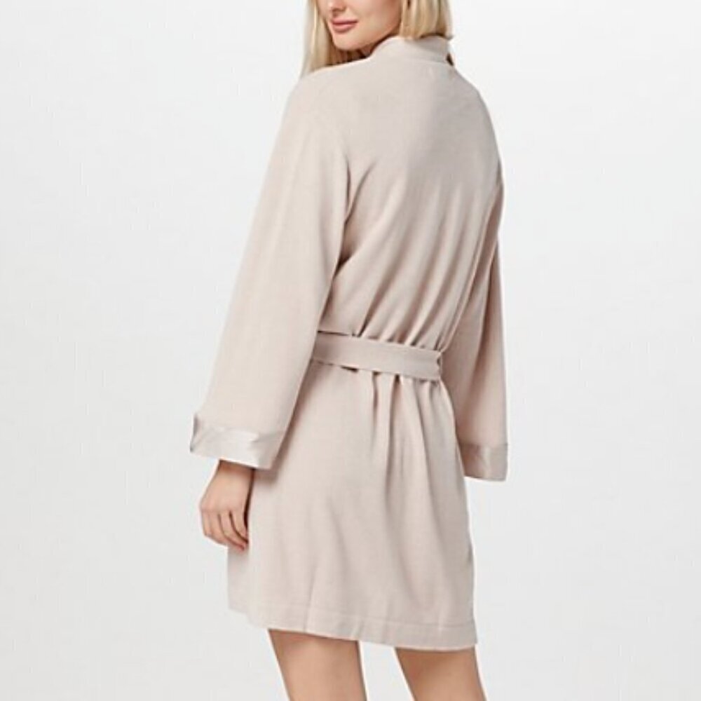 Barefoot Dreams CozyChic Ultra Lite Knit Belted Bath Robe w/Silk Trim Size S - Picture 7 of 7